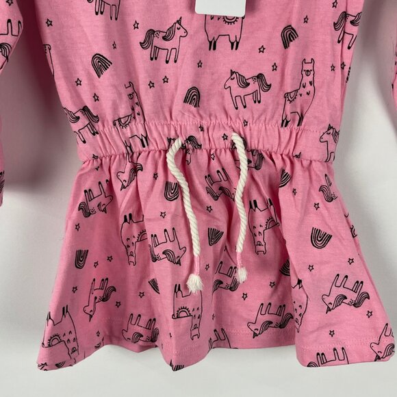 Minoti Baby Toddler Dress Size 9-12M Pink Long Sleeve Raglan 100% Cotton - Picture 3 of 7